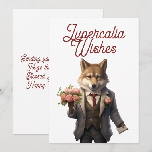 Lupercalia Handsome Wolf Valentines Day Feestdagenkaart (Voorkant / Achterkant)