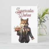 Lupercalia Handsome Wolf Valentines Day Feestdagenkaart (Staand voorkant)