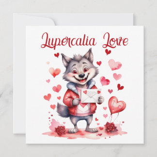 Lupercalia Liefde Zoete Wolf Harten Valentijnsdag Feestdagenkaart