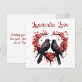 Lupercalia Love Crow & Roses Valentine's Day Feestdagenkaart (Voorkant / Achterkant)