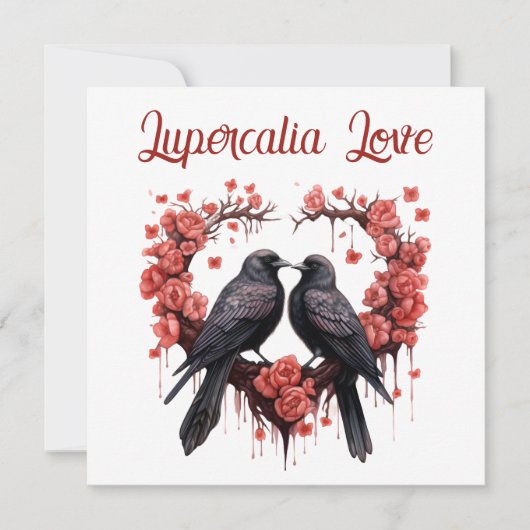 Lupercalia Love Crow & Roses Valentine's Day Feestdagenkaart (Voorkant)