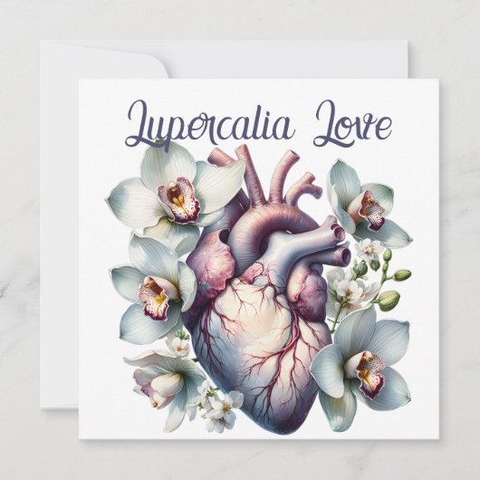 Lupercalia Love Gothic Anatomical Heart Flowers Feestdagenkaart (Voorkant)