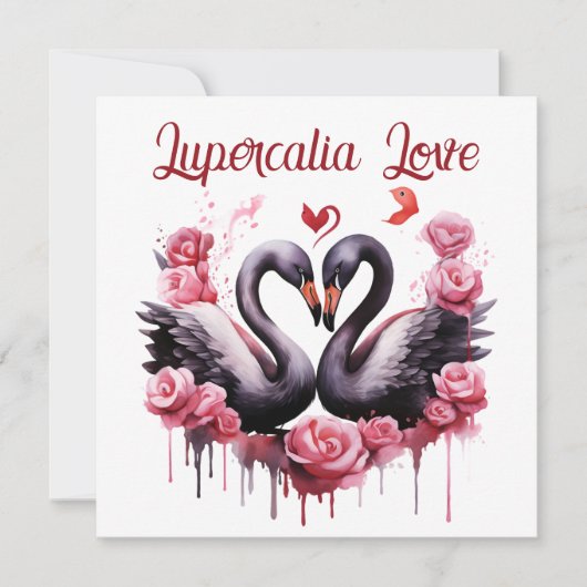 Lupercalia Love Swans & Roses Valentine's Day Feestdagenkaart (Voorkant)