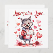 Lupercalia Love Sweet Wolf Hearts Valentine's Day Feestdagenkaart (Voorkant / Achterkant)