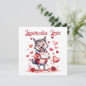 Lupercalia Love Sweet Wolf Hearts Valentine's Day Feestdagenkaart (Staand voorkant)