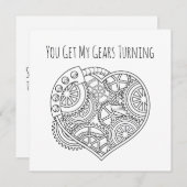 Lupercalia Steampunk Heart Gears Turning Valentine Feestdagenkaart (Voorkant / Achterkant)