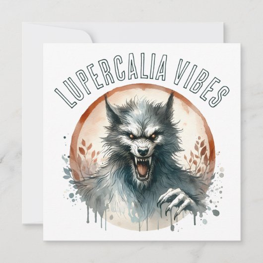 Lupercalia Vibes Werewolf Valentine's Day Feestdagenkaart (Voorkant)