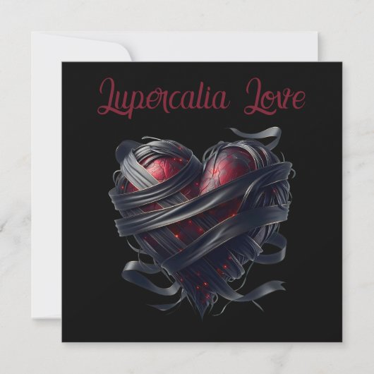 Lupercalia Zwarte Draden Hart Valentijn Feestdagenkaart (Voorkant)