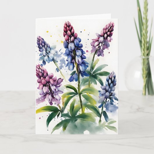 Lupin - Watercolor bloemen Kaart (Voorkant)