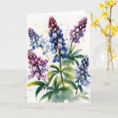 Lupin - Watercolor bloemen Kaart (Gele Bloem)