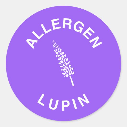 Lupine allergeen waarschuwing ronde sticker (Voorkant)