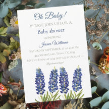 Lupine Blauwe Aquarel Bloemen Texas Baby Jongen