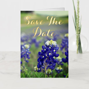 Lupine Blauwe Bloemen Texas Bloemige Bruiloft Folie Wenskaart