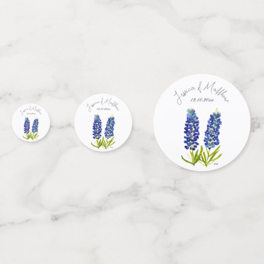 Lupine Blauwe bloemige waterverf bruiloften Confetti (Achterkanten)