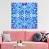 Lupine Flower Bohemian Arabesque Pattern Blue Blau Canvas Afdruk (Insitu (Woonkamer))
