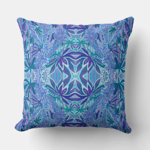 Lupine Flower Bohemian Arabesque Pattern Blue Blau Kussen