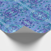 Lupine Flower Bohemian Boho Arabesque Pattern Blue Cadeaupapier (Hoek)