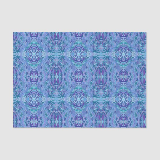 Lupine Flower Bohemian Boho Arabesque Pattern Blue Tissuepapier (Voorkant)