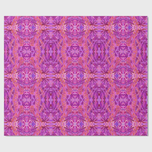 Lupine Flower Bohemian Boho Arabesque Pattern roze Cadeaupapier (Vlak)