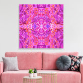 Lupine Flower Bohemian Boho Arabesque Pattern roze Canvas Afdruk (Insitu (Woonkamer))