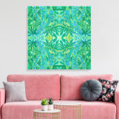 Lupine Flowers Bohemian Arabesque Pattern Green Canvas Afdruk (Insitu (Woonkamer))