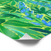 Lupine Flowers Bohemian Arabesque Pattern Green Po Perfect Poster (Hoek)