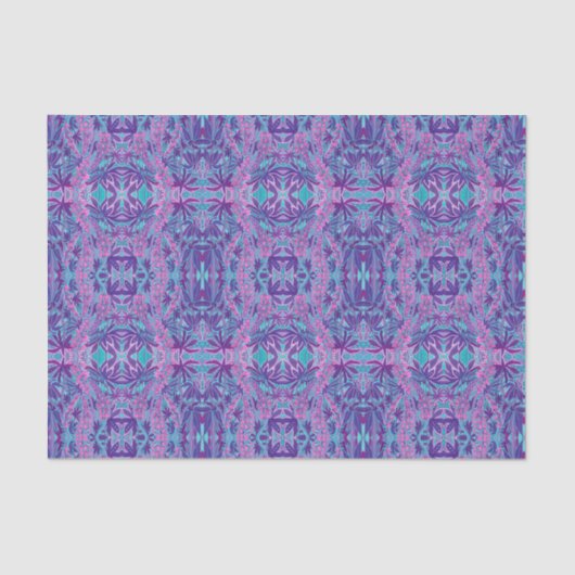 Lupine Flowers Bohemian Arabesque Pattern Violet Tissuepapier (Voorkant)