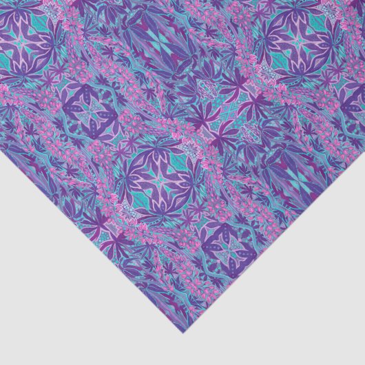 Lupine Flowers Bohemian Arabesque Pattern Violet Tissuepapier (Detail)