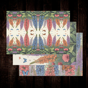 Lupine Flowers Butterflies  bloemontwerp Inpakpapier Vel