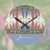 Lupine Flowers n Butterflies Monogram Ronde Klok