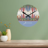 Lupine Flowers n Butterflies Monogram Ronde Klok