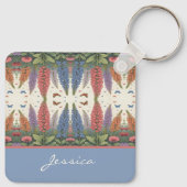 Lupine Flowers n Butterflies  Monogram Sleutelhanger (Achterkant)