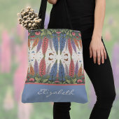 Lupine Flowers n Butterflies  Monogram Tote Bag
