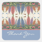 Lupine Flowers n Butterflies Monogram Vierkante Sticker (Voorkant)