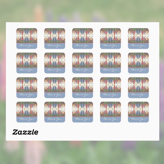 Lupine Flowers n Butterflies  Monogram Vierkante Sticker