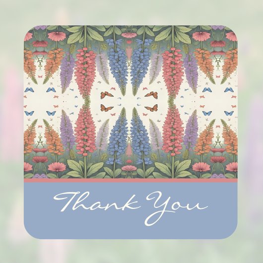 Lupine Flowers n Butterflies Monogram Vierkante Sticker