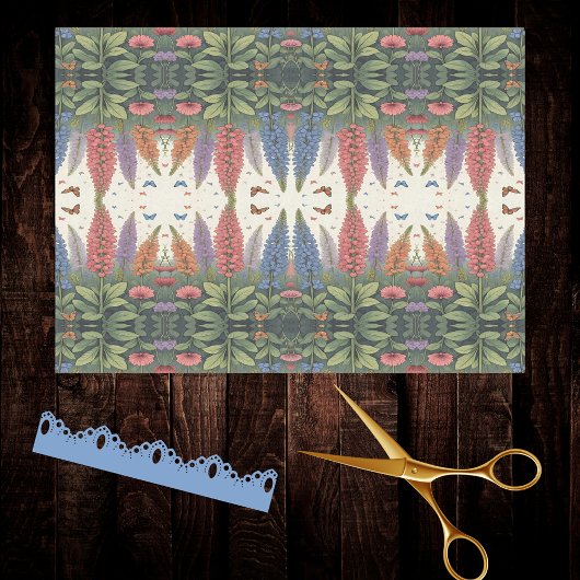 Lupine Flowers n Butterflies  Patroon Tissuepapier