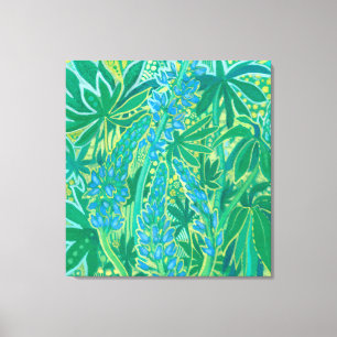 Lupine Flowers, Summer Wildflower Painting Canvas Afdruk