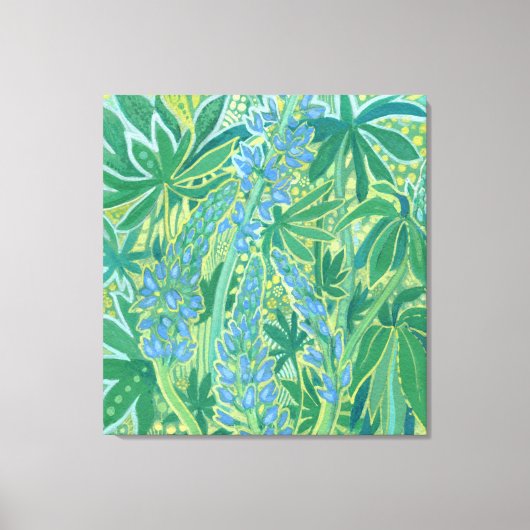Lupine Flowers, Summer Wildflower Painting Canvas Afdruk (Voorkant)