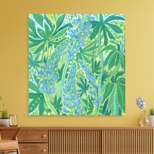 Lupine Flowers, Summer Wildflower Painting Canvas Afdruk (Insitu (Woonkamer))