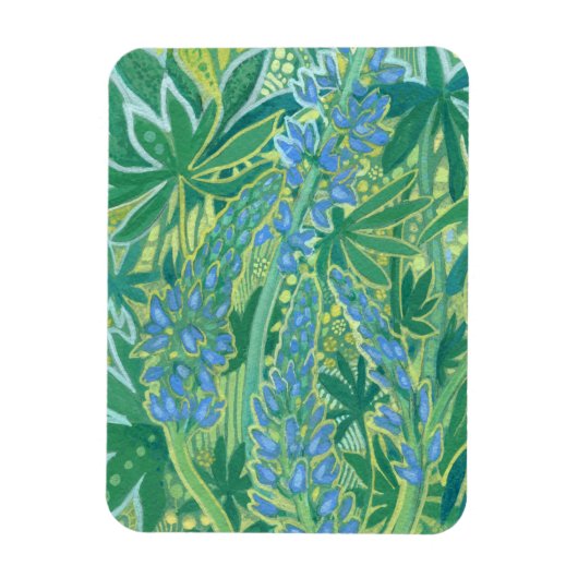Lupine Flowers, Summer Wildflower Painting Magneet (Verticaal)
