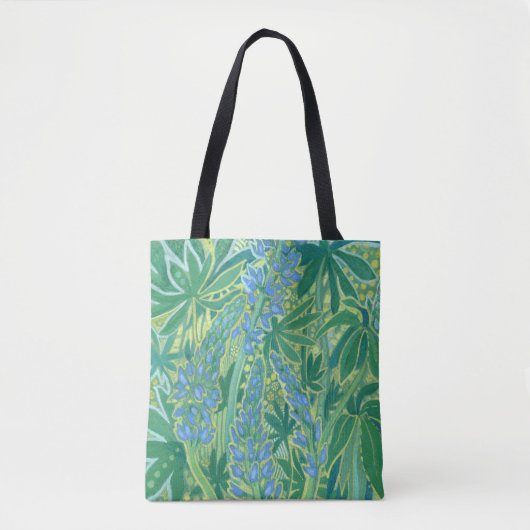 Lupine Flowers, Summer Wildflower Painting Tote Bag (Voorkant)