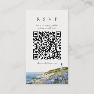 Lupine Maine Coast Vuurtoren Trouw QR RSVP Kaart