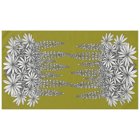 Lupine Mustard Yellow Botanical Tablecloth Tafelkleed (Voorkant (Horizontaal))