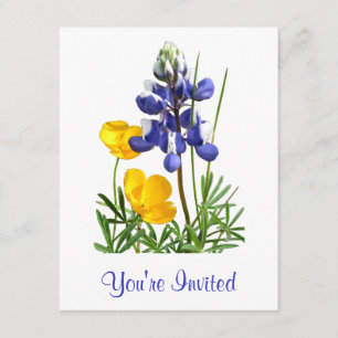Lupine Poppies Invitation Kaart