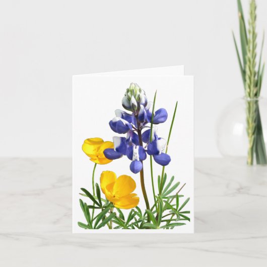 Lupine Poppies Note Kaart (Voorkant)
