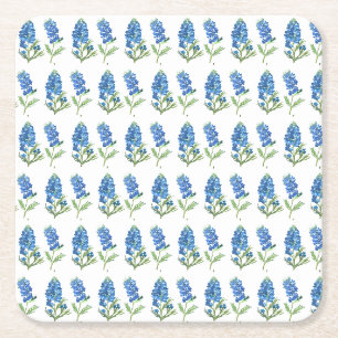 Lupine Texas Blauwe Bloemen Aquarel Kartonnen Onderzetters