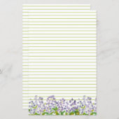 Lupine Wildbloemen Monogram Groene Linige Statione (Voorkant / Achterkant)