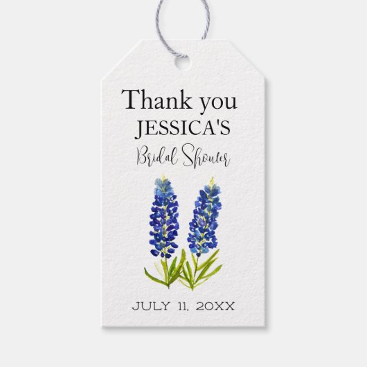 Lupine Wilde Bloemen Blauwe Bloemen Bruidsdiner Cadeaulabel (Voorkant)