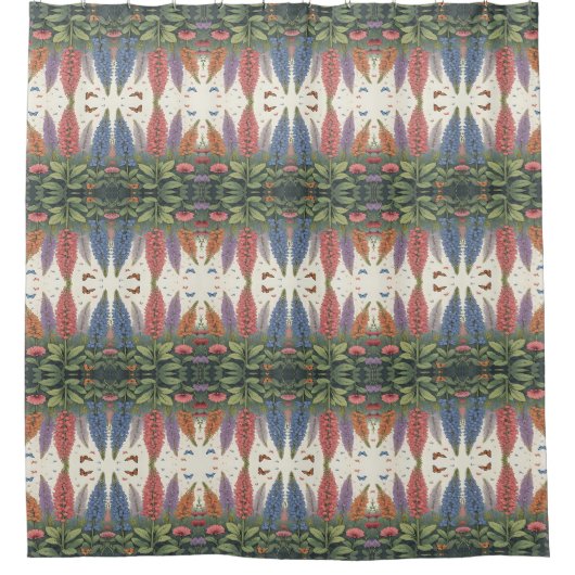 Lupinebloemen Vlinders  bloempatroon Douchegordijn (Voorkant)